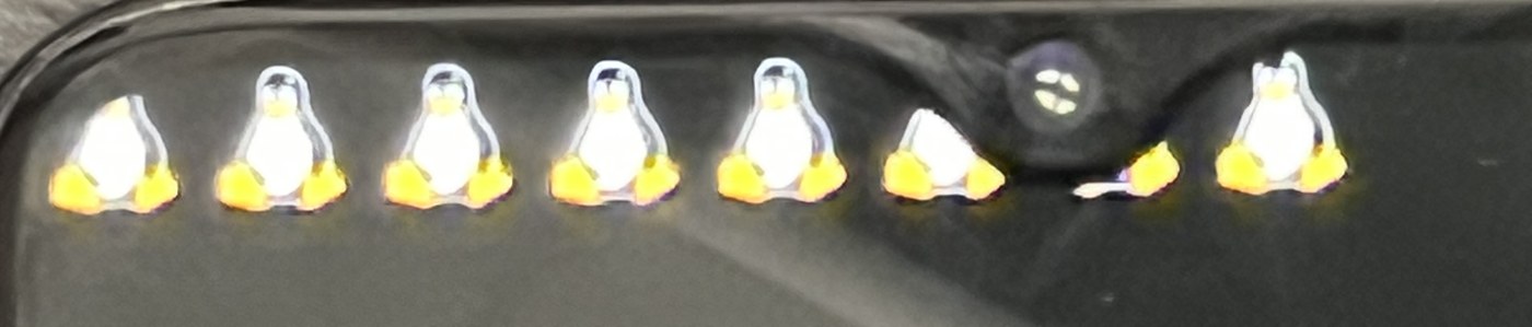 Eight Tux logos at the top of the phone screen and nothing else